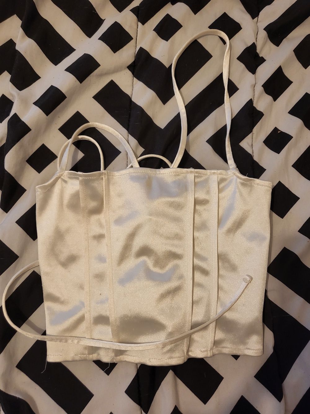 Divided Ivory Satin Silk Crop Top Size XS Adjustable